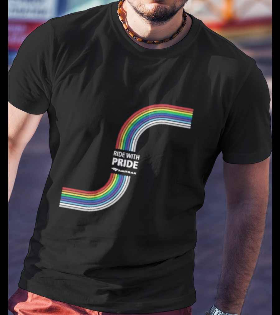 Ride With Pride Amtrak Rainbow Curve T-Shirt