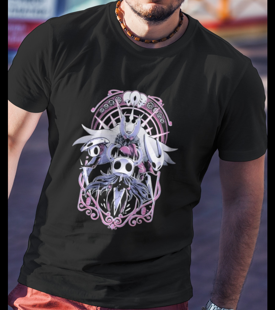 Hollow Knight Wanderers Art Nouveau Design With Knight Nails And Charms T-Shirt