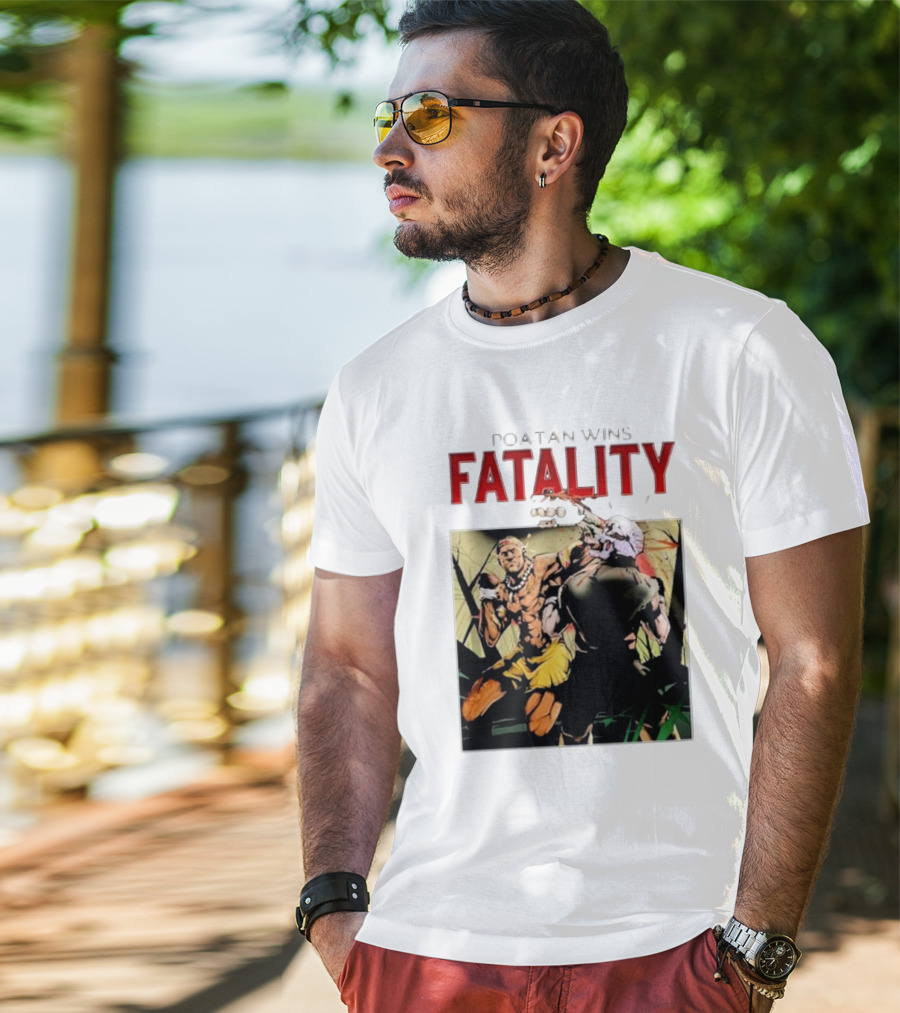 Poatan Wins Fatality Comic Style Fight Scene T-Shirt