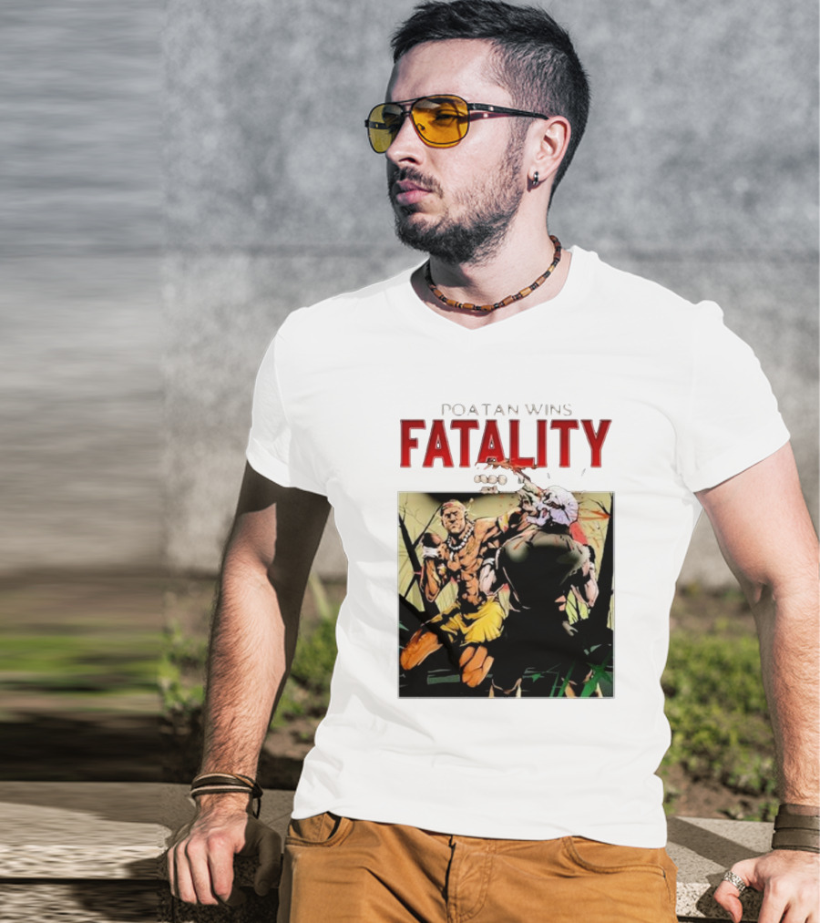 Poatan Wins Fatality Comic Style Fight Scene T-Shirt