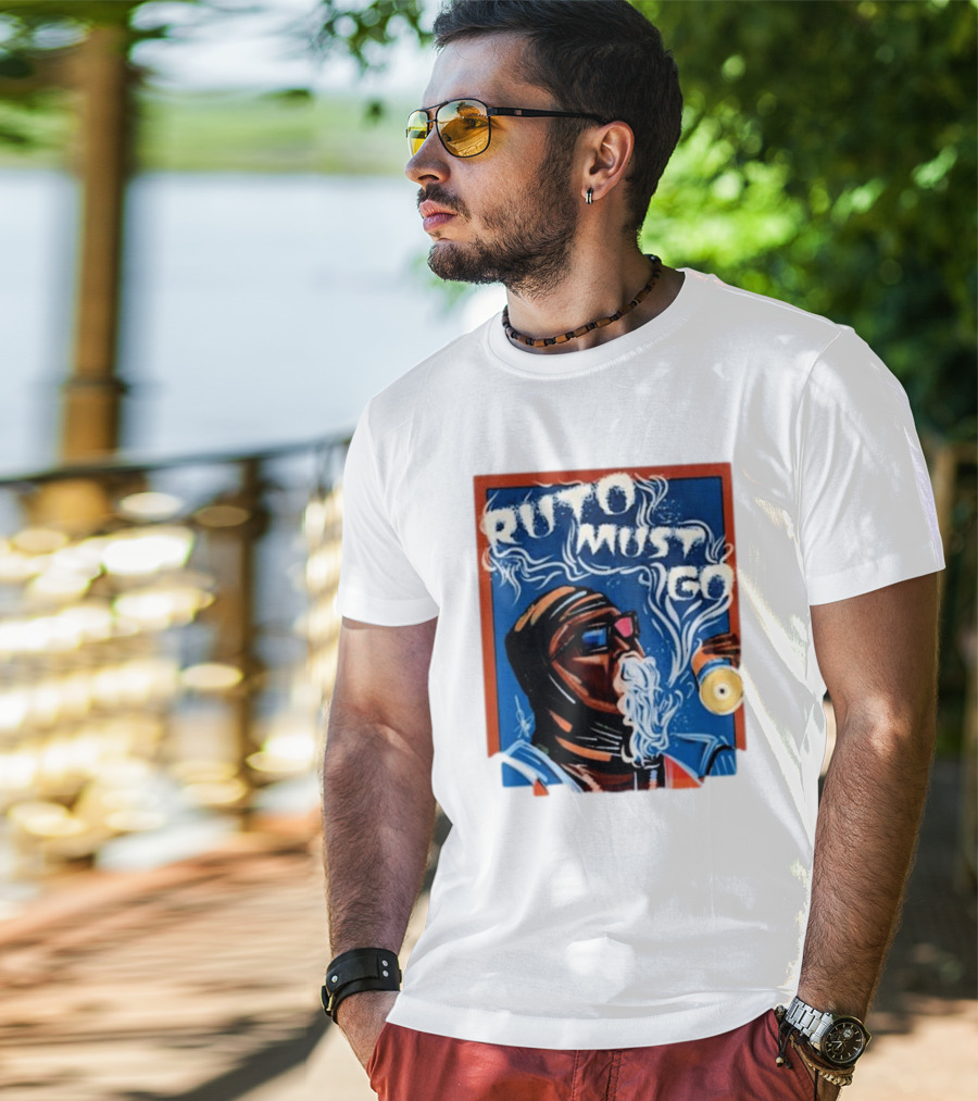 Ruto Must Go Bold Illustration With Smoking Character T-Shirt