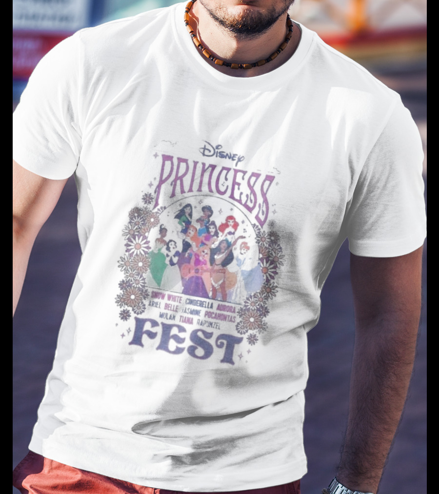 Disney Princess Fest Snow White Cinderella Aurora Ariel Belle Jasmine Pocahontas Mulan Tiana Rapunzel T-Shirt