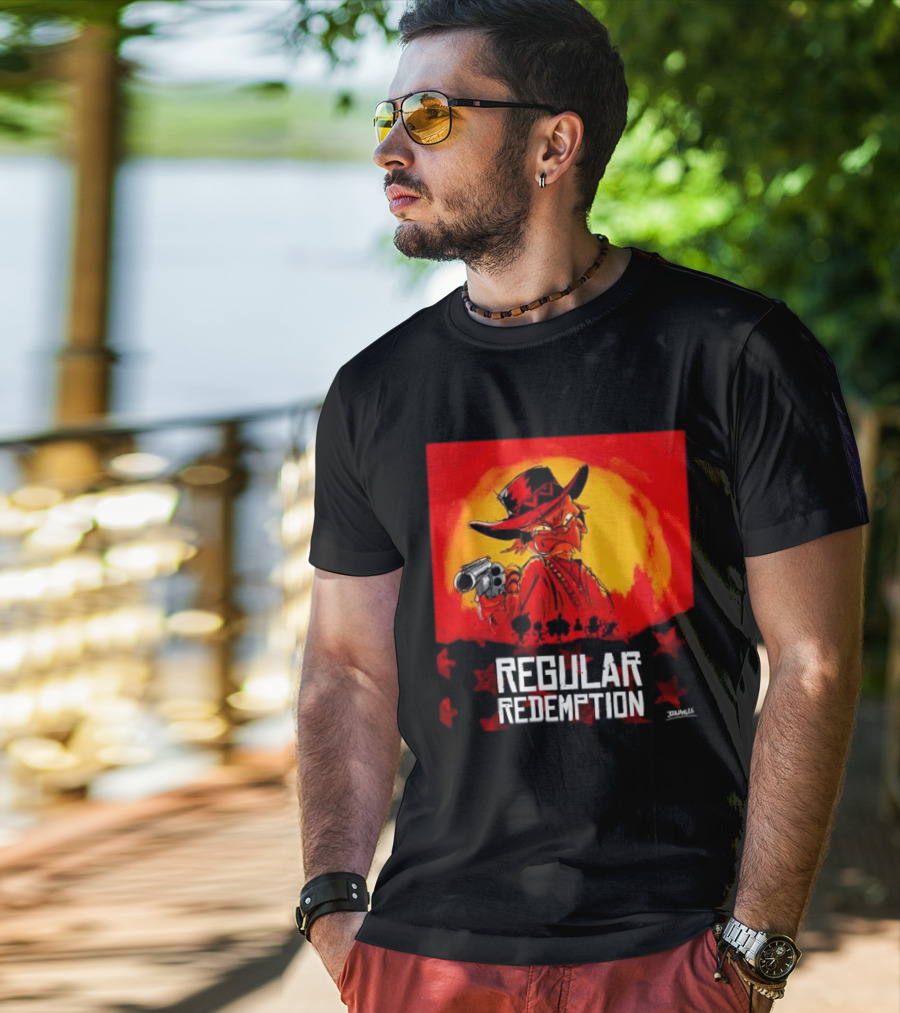 Regular Redemption Cartoon Cowboy Western Gunman T-Shirt