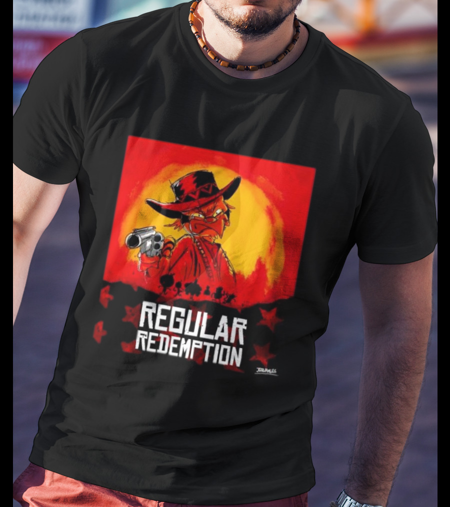 Regular Redemption Cartoon Cowboy Western Gunman T-Shirt