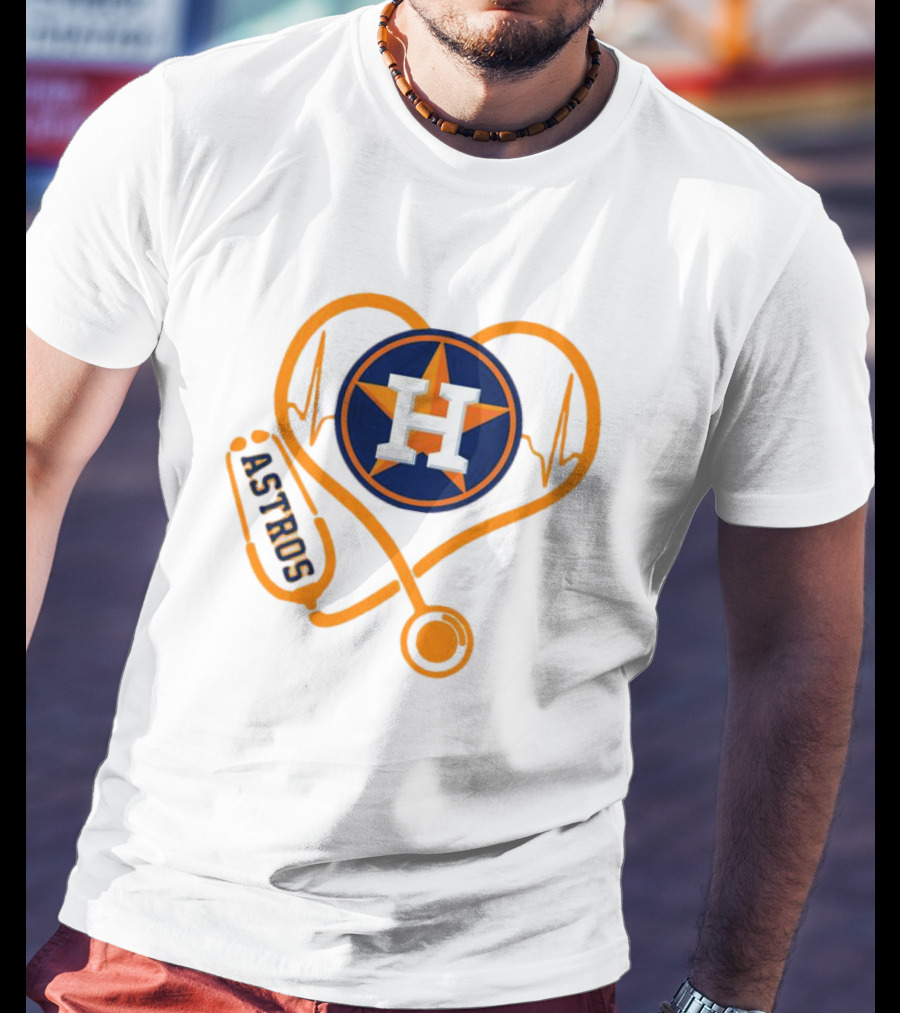 Heartbeat Nurse Love Houston Astros Stethoscope T-Shirt