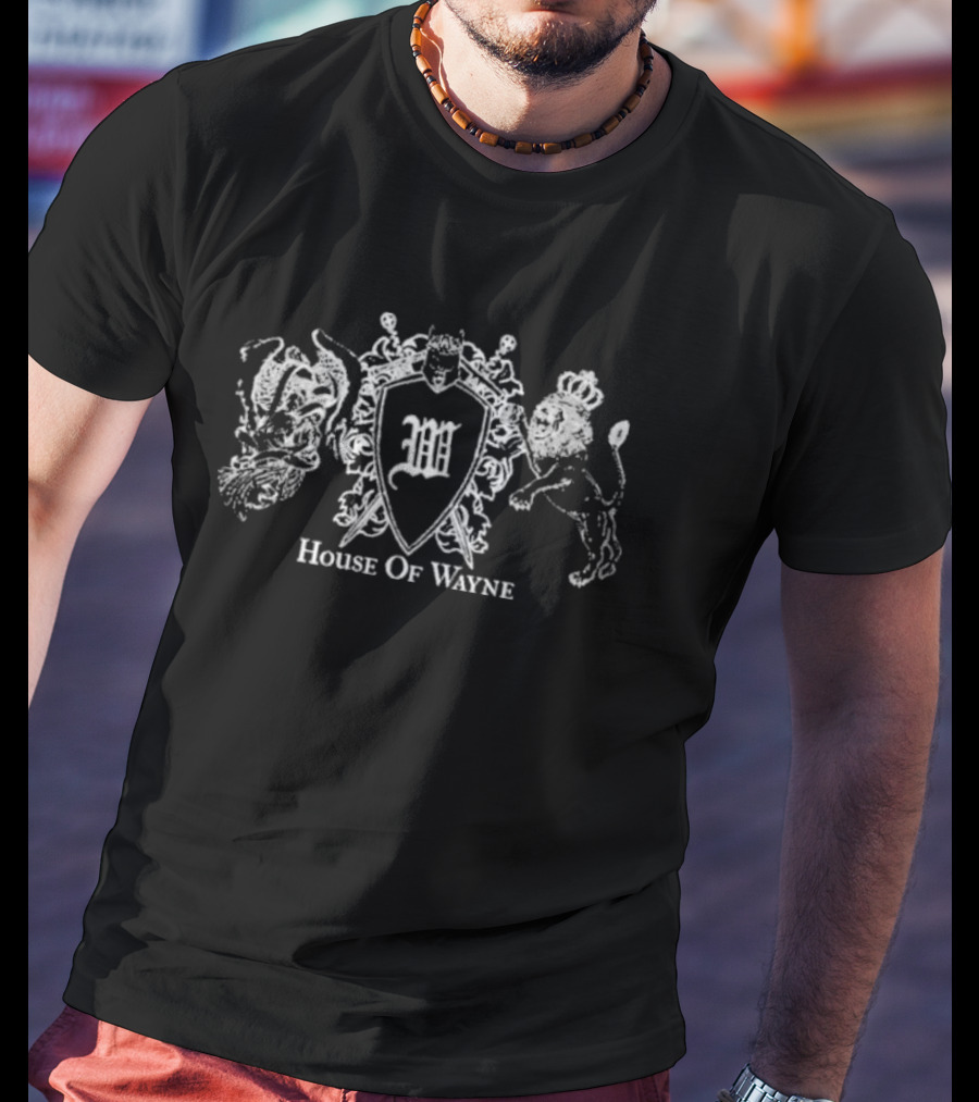 House Of Wayne Batman Crest With Bat And Lion T-Shirt