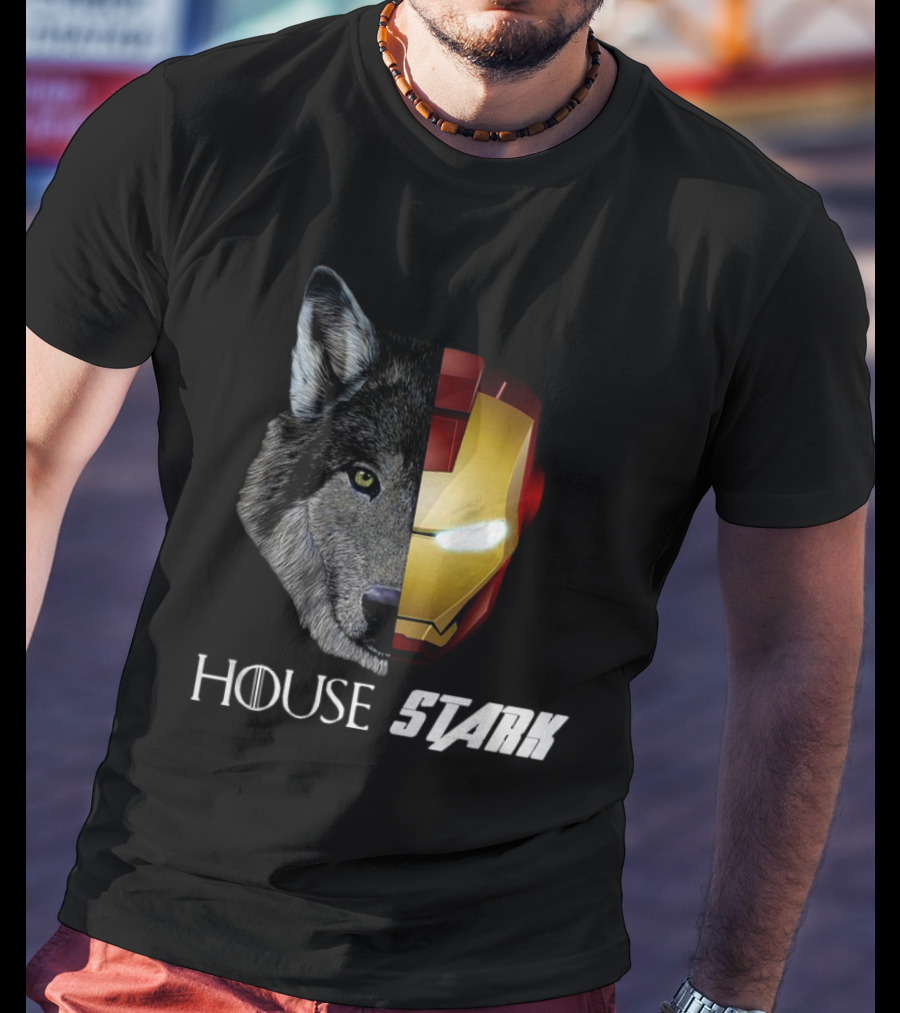 House Stark Iron Man Wolf Helm Stark T-Shirt