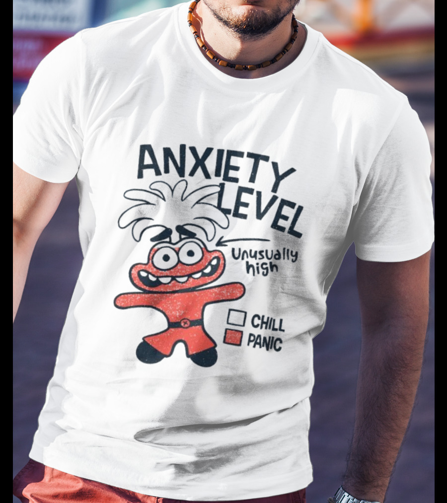 Anxiety Level Unusually High Chill Panic Cartoon Character T-Shirt