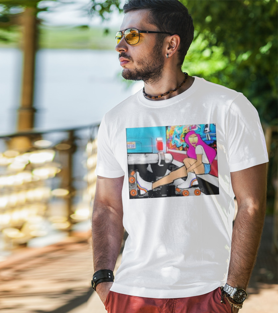 Tasha Vibrant Roller Skating Cali Street Art Vibe T-Shirt