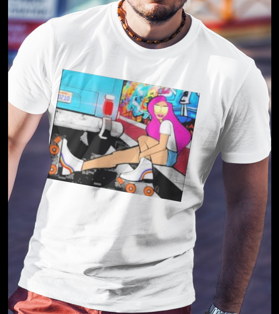 Tasha Vibrant Roller Skating Cali Street Art Vibe T-Shirt