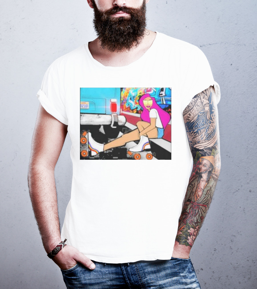 Tasha Vibrant Roller Skating Cali Street Art Vibe T-Shirt