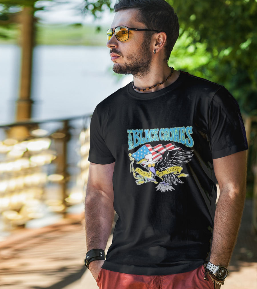 The Black Crowes Amorica Or Bust Eagle With American Flag Wings T-Shirt