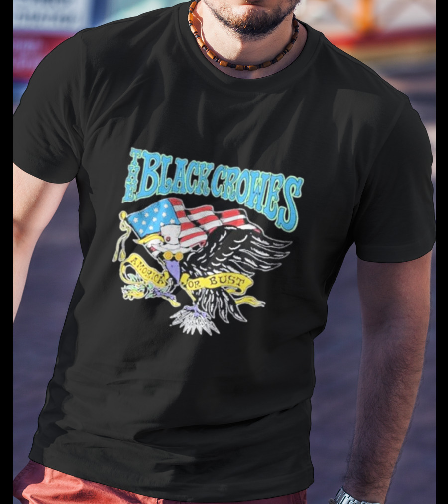 The Black Crowes Amorica Or Bust Eagle With American Flag Wings T-Shirt
