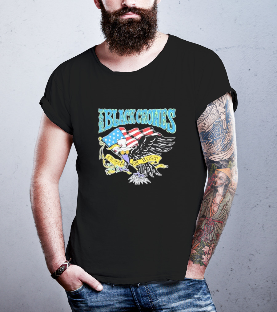 The Black Crowes Amorica Or Bust Eagle With American Flag Wings T-Shirt