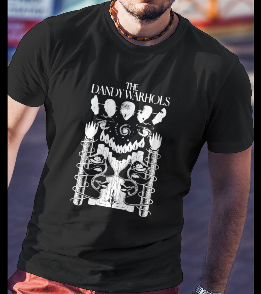 The Dandy Warhols 1992 Surreal Psychedelic Art Faces And Hands Spiral T-Shirt