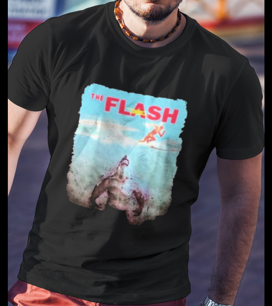 The Flash Running Above King Shark In Ocean T-Shirt