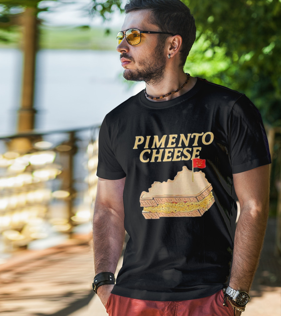 Pimento Cheese Sandwich With Kentucky Shape And Flag T-Shirt