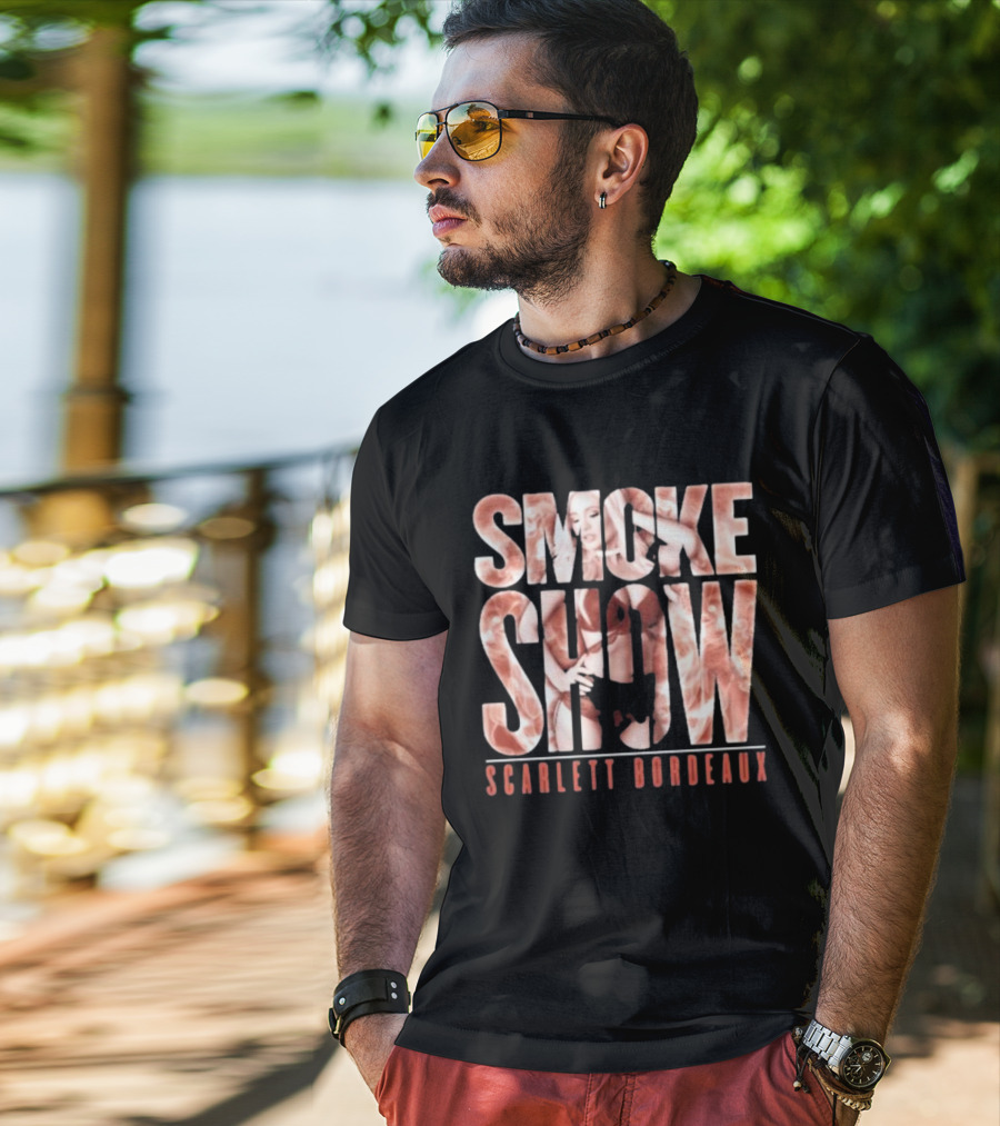 SMOKE SHOW SCARLETT BORDEAUX Text And Image Combination T-Shirt