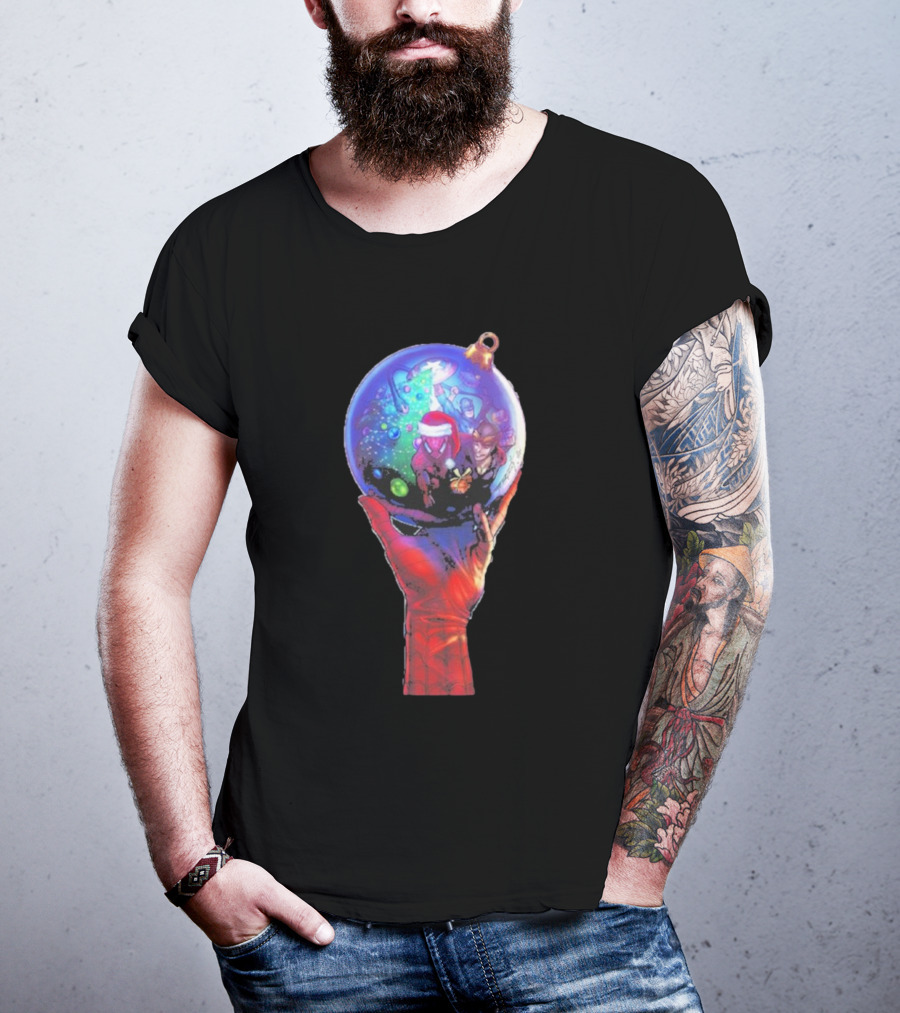 Spider-Man Christmas Ornament With Santa Hat Reflection T-Shirt