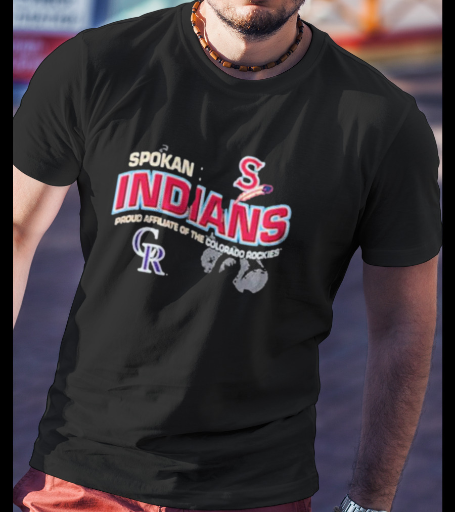 Spokane Indians Proud Affiliate Of The Colorado Rockies Black T-Shirt