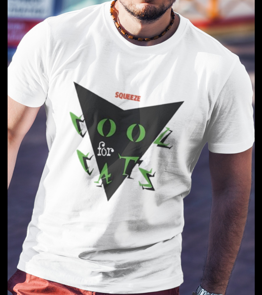 Squeeze Cool For Cats Black Green Eyes Triangle T-Shirt