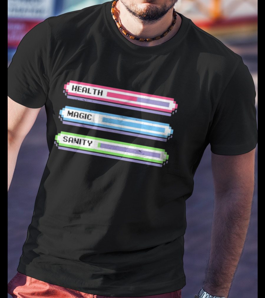 Health Magic Sanity Stats Bar Pixel T-Shirt