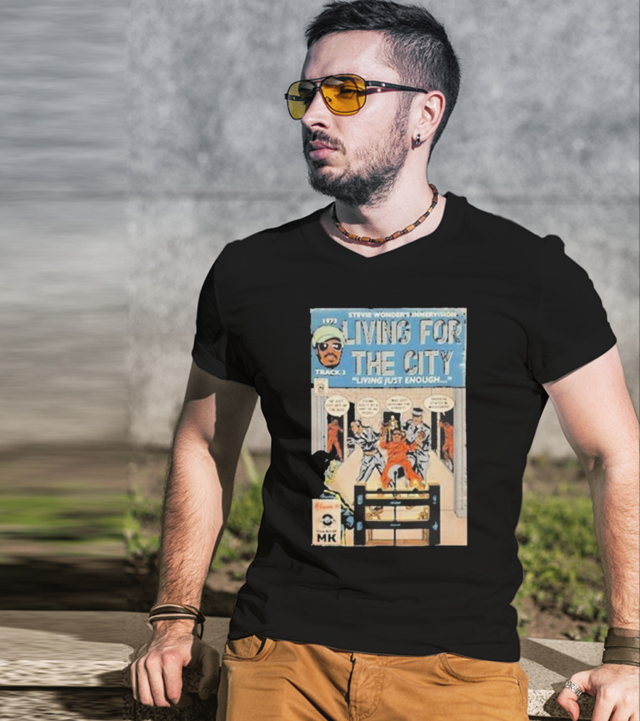 1973 Stevie Wonder's Innervision Living For The City Track 3 Comic T-Shirt