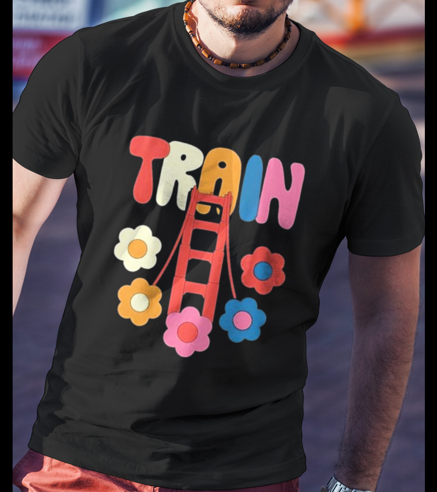 Train Golden Bridge Flowers T-Shirt
