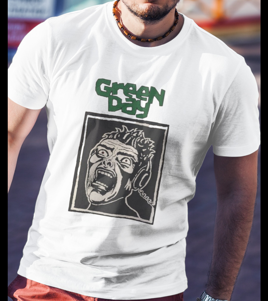 Rare Vintage Green Day Basket Case Iconic Screaming Face T-Shirt