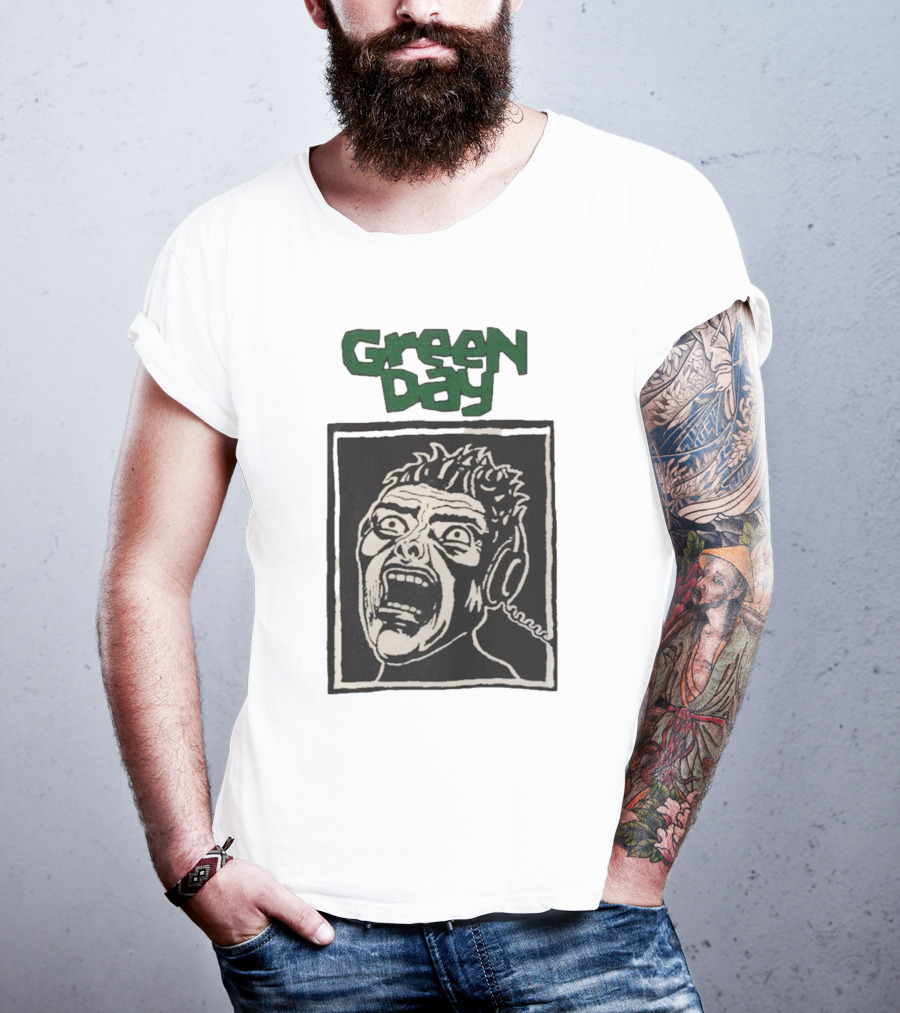 Rare Vintage Green Day Basket Case Iconic Screaming Face T-Shirt