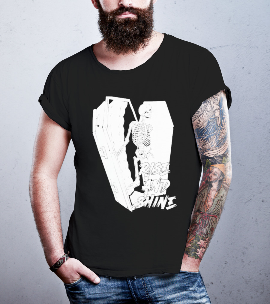 Rise And Shine Skeleton Emerging From Coffin T-Shirt