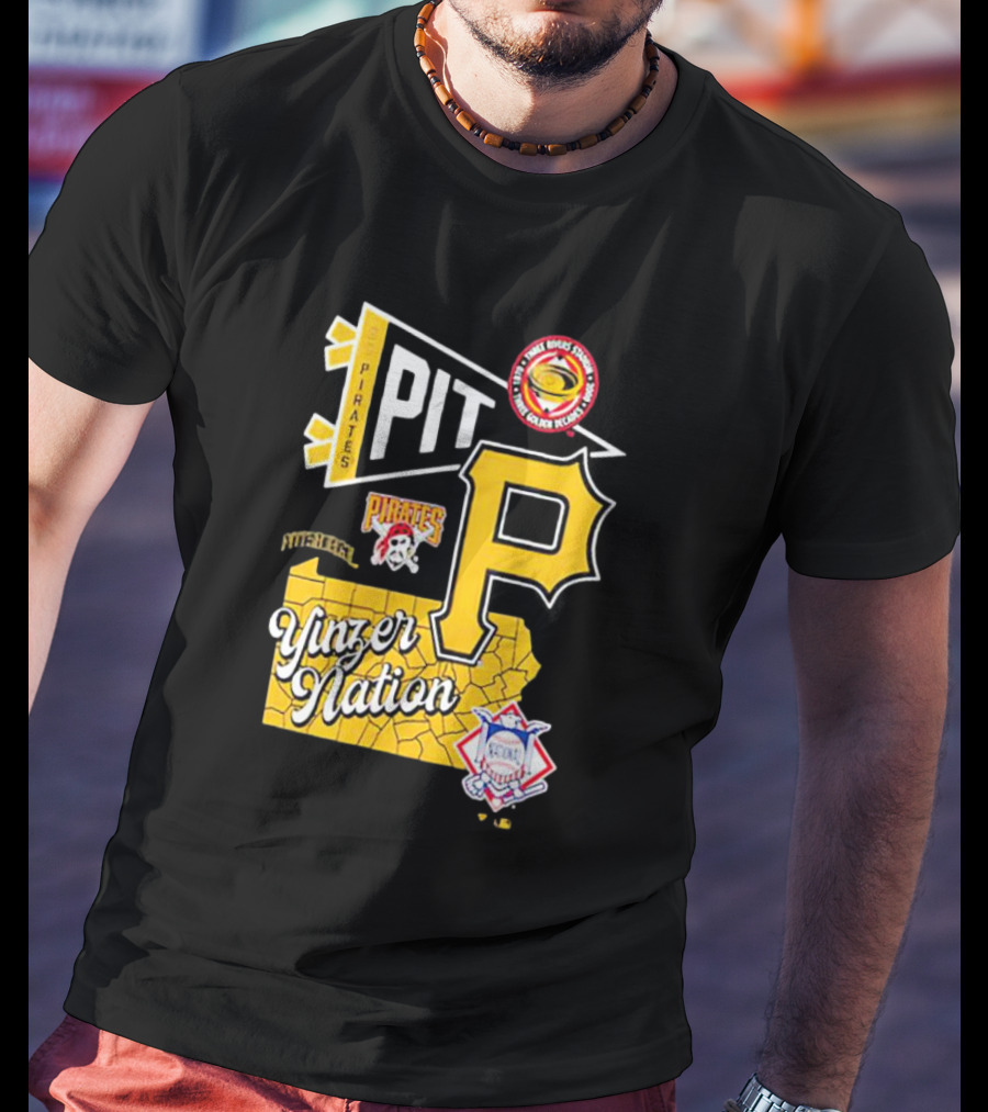 Pittsburgh Pirates PIT Logo Yinzer Nation Medical Firefighters Union T-Shirt