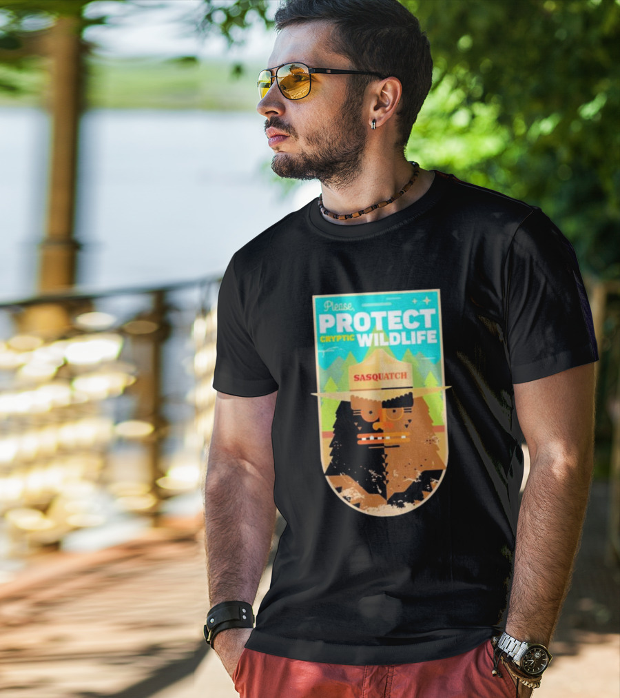 Please Protect Cryptic Wildlife Sasquatch T-Shirt