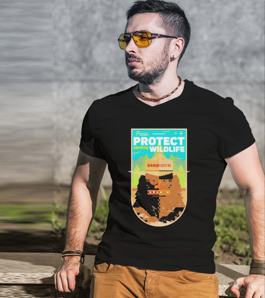 Please Protect Cryptic Wildlife Sasquatch T-Shirt
