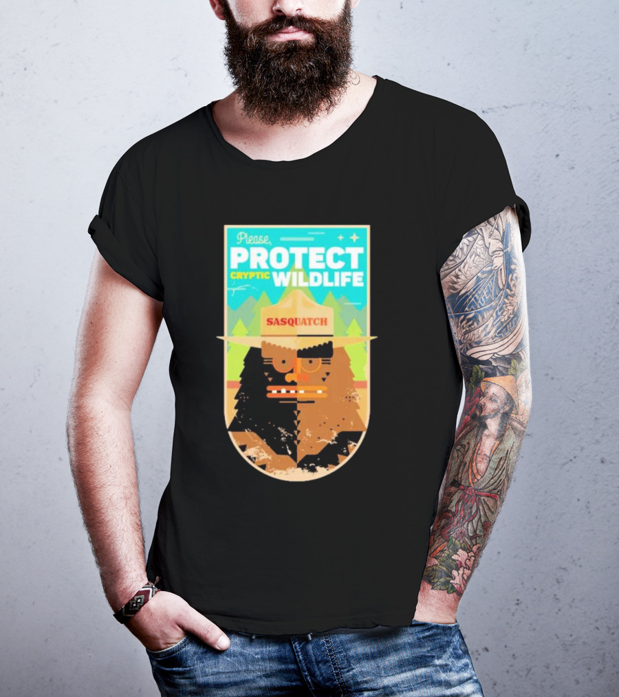Please Protect Cryptic Wildlife Sasquatch T-Shirt
