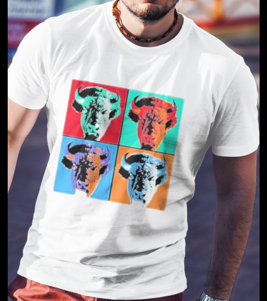 Pop Art Buffalo Quadrant In Vibrant Colors T-Shirt