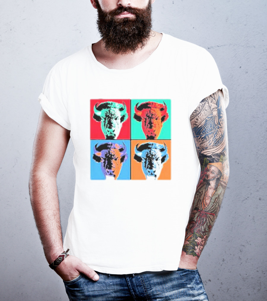Pop Art Buffalo Quadrant In Vibrant Colors T-Shirt