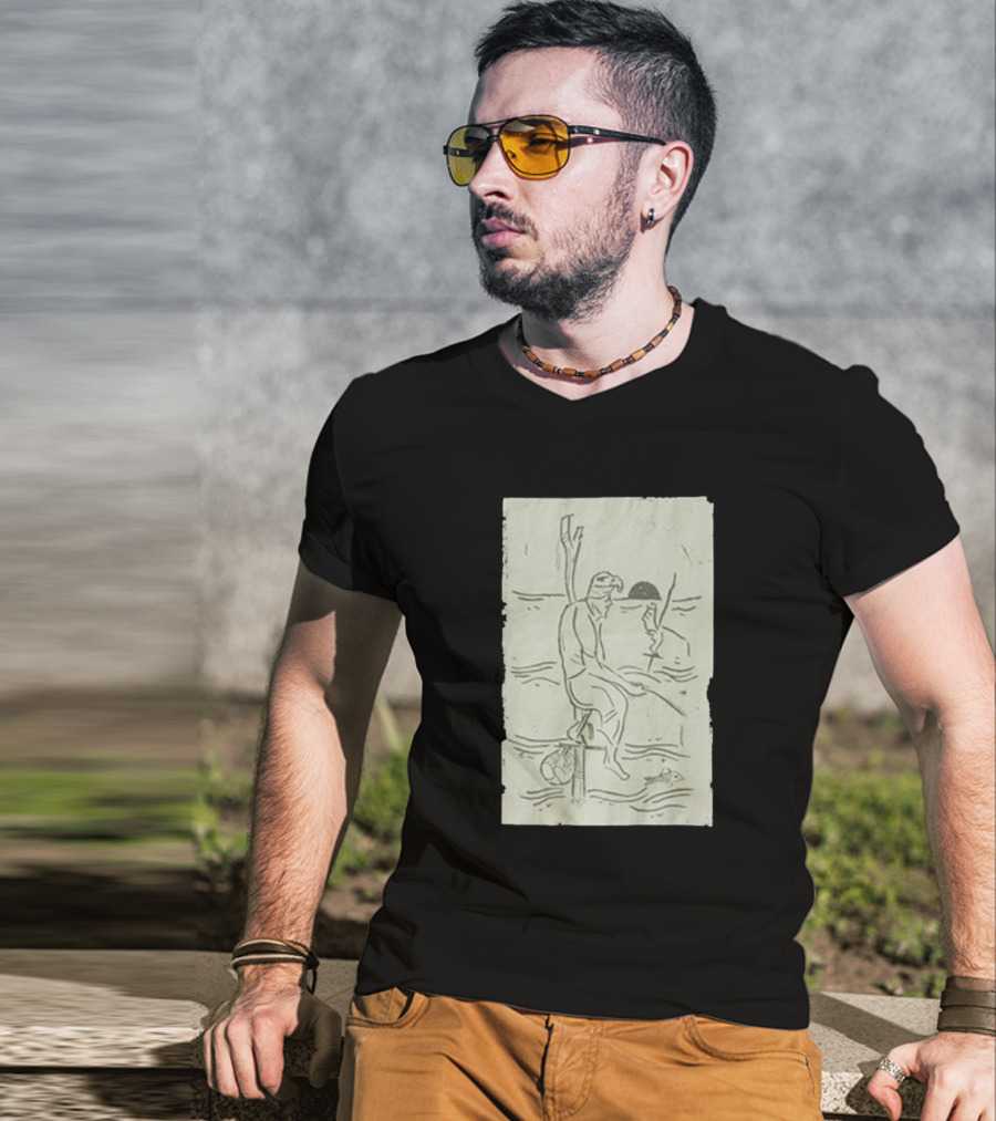 Sage Sri Lanka Stilt Fisherman Drawing T-Shirt