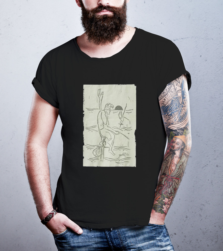 Sage Sri Lanka Stilt Fisherman Drawing T-Shirt
