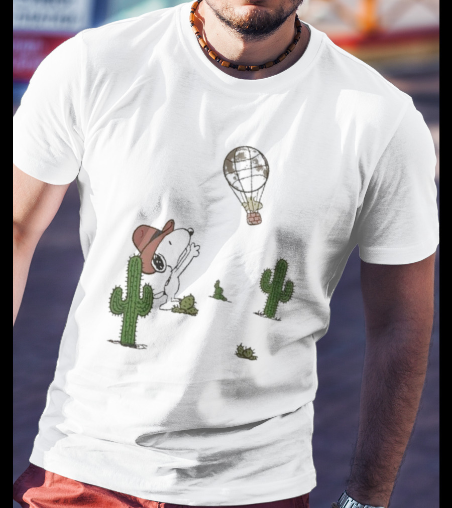 Peanuts Snoopy Woodstock Cactus Western Cowboy Balloon Women's T-Shirt