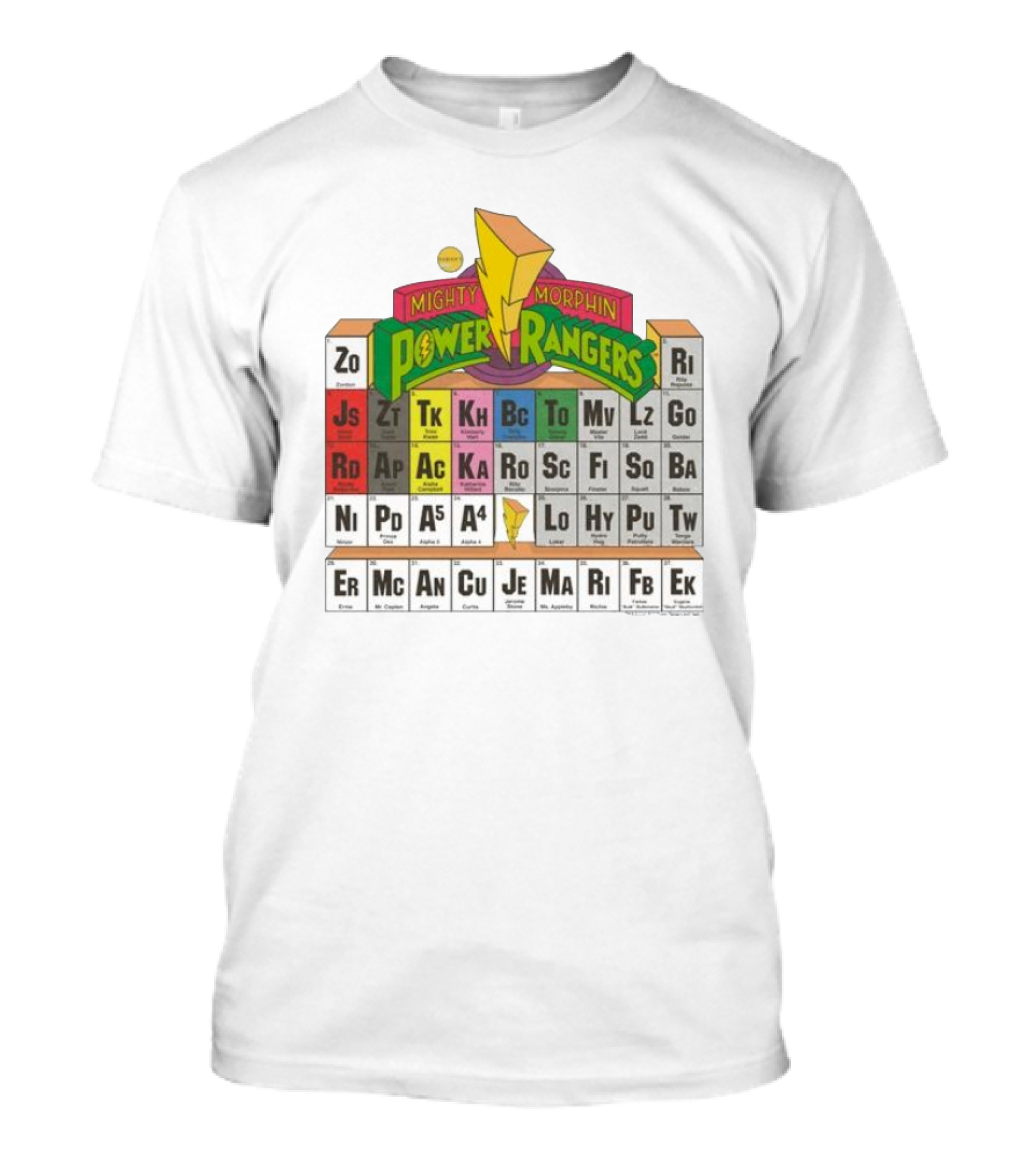 Mighty Morphin Power Rangers Morphing Periodic Table Elements T-Shirt
