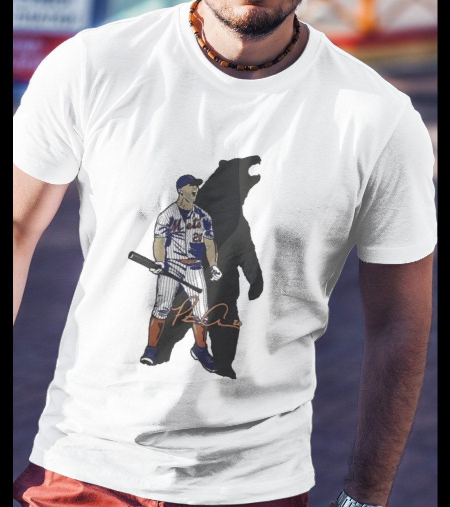 New York Mets Pete Alonso Signature And Shadow Baseball Fan T-Shirt