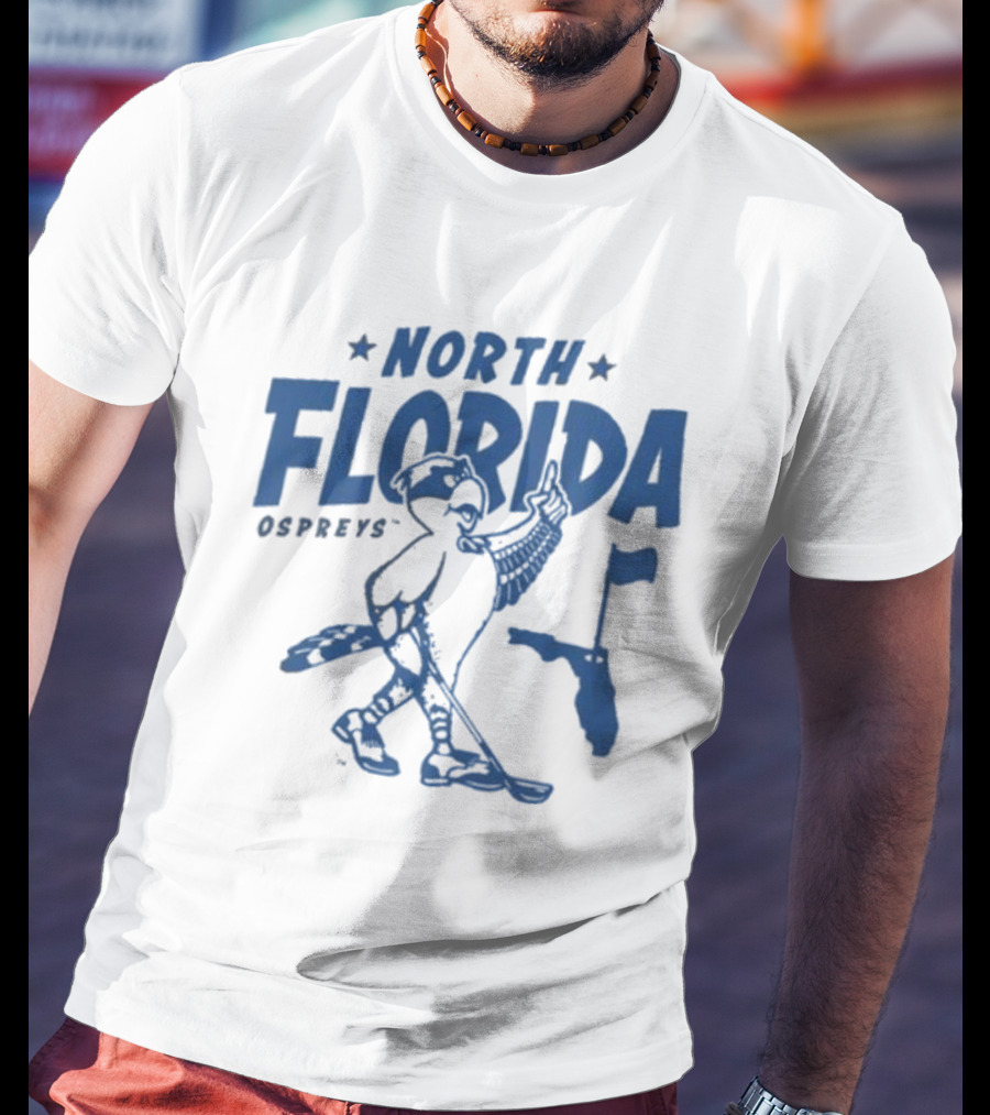 North Florida Ospreys Golfing Mascot Florida Map T-Shirt