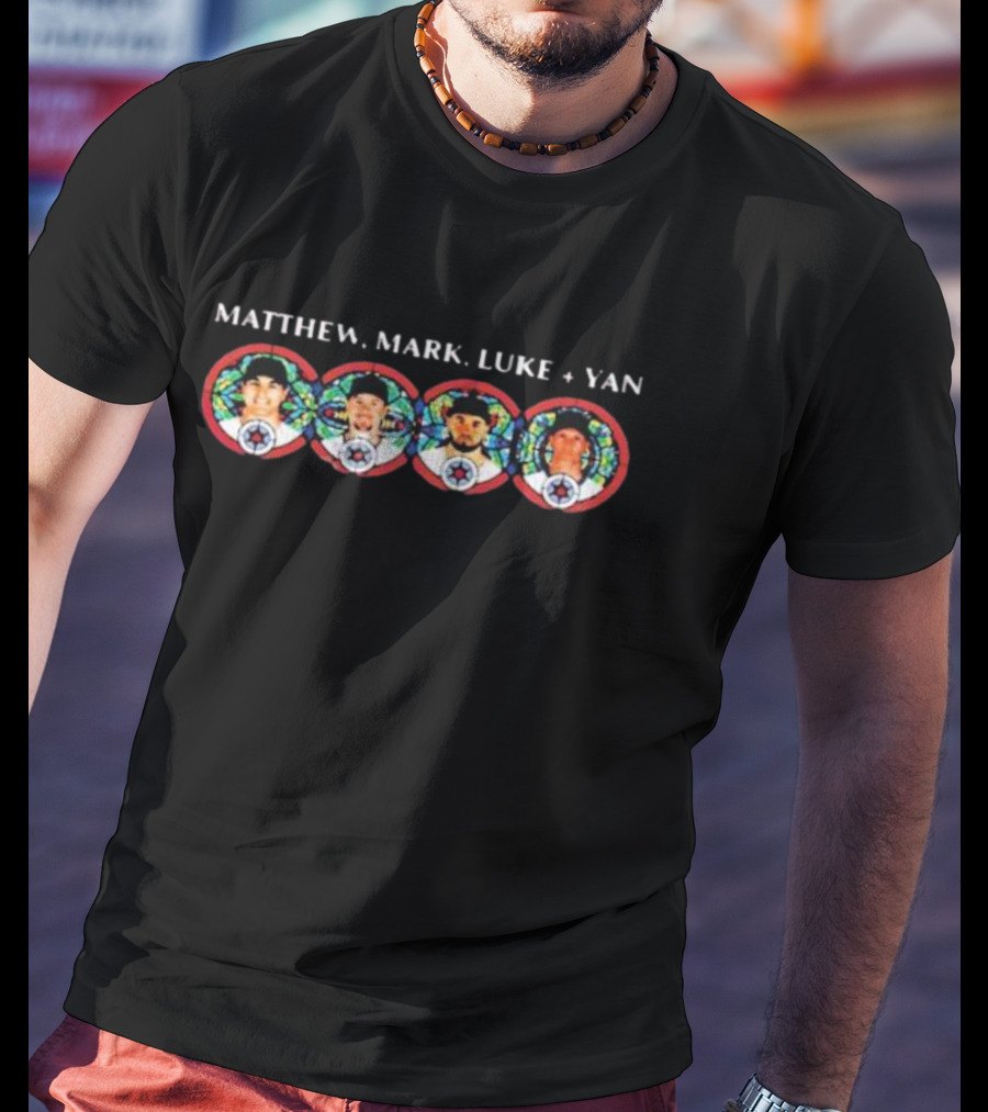 Opening Day Matthew Mark Luke And Yan Stained Glass Style Icons T-Shirt