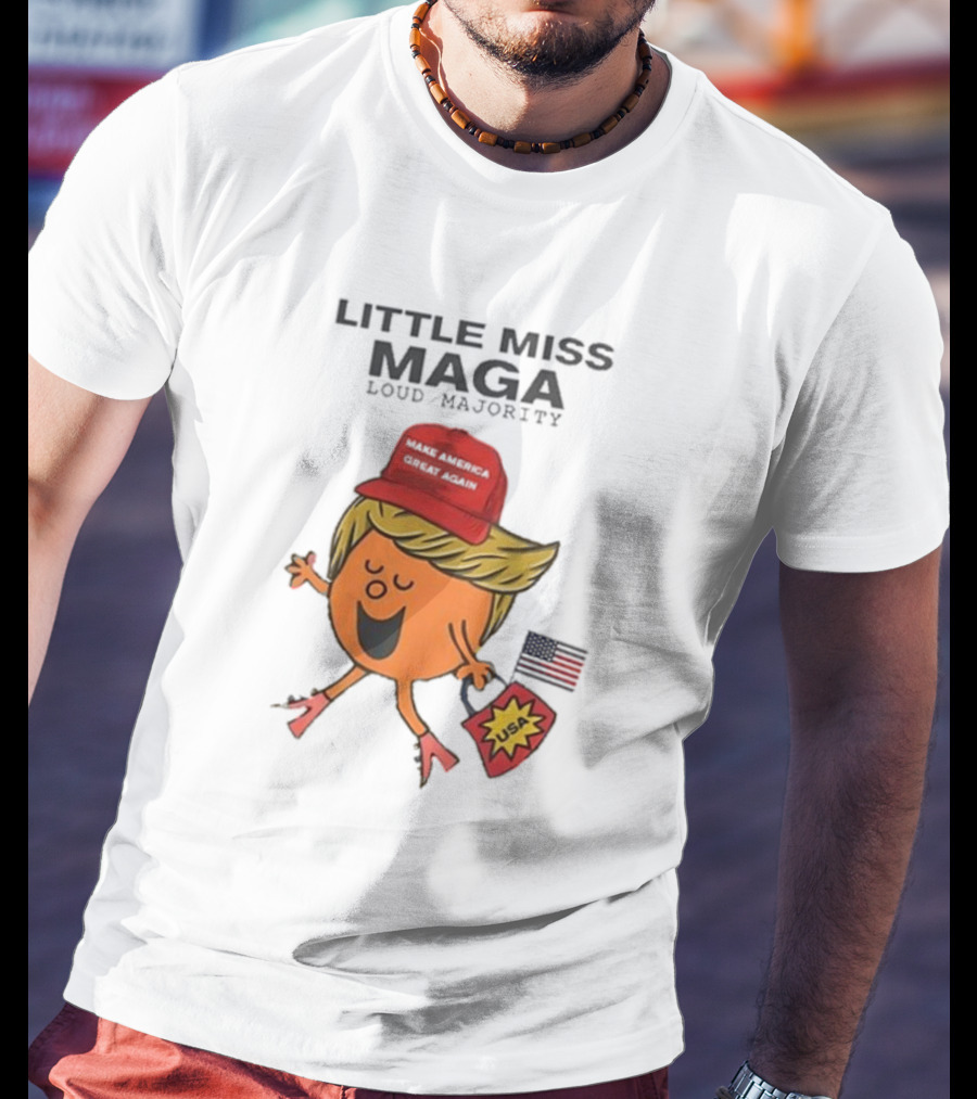 Little Miss Maga Make America Great Again Loud Majority USA Flag T-Shirt