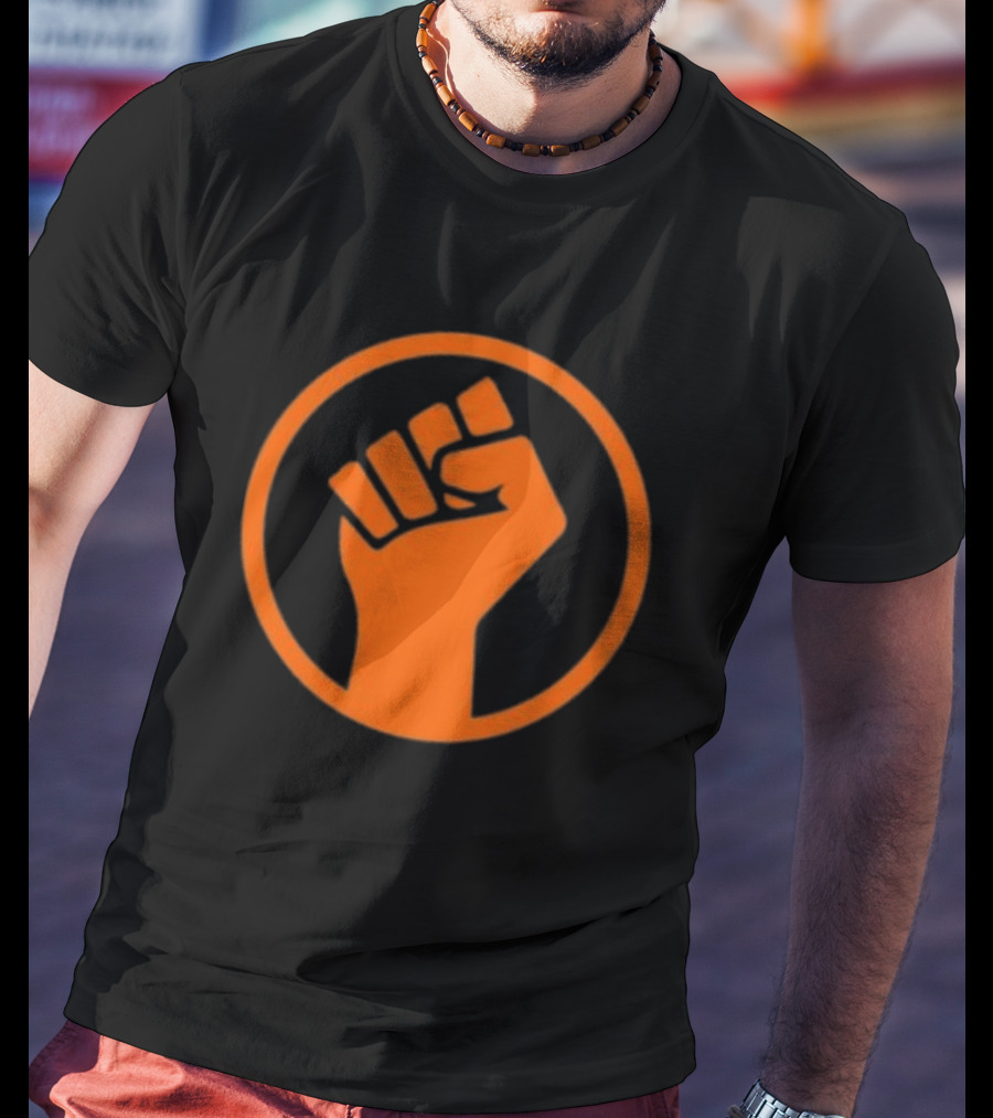 Mad Liberals Orange Fist Symbol In Circle T-Shirt