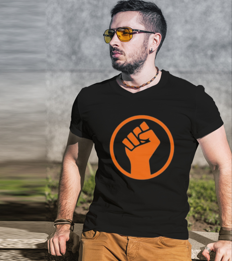 Mad Liberals Orange Fist Symbol In Circle T-Shirt