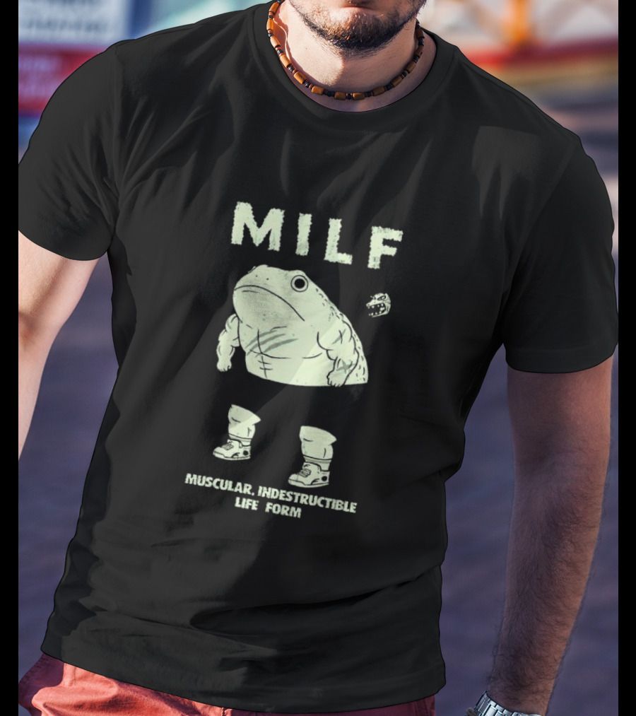 MILF Muscular Indestructible Life Form Frog With Sneakers T-Shirt