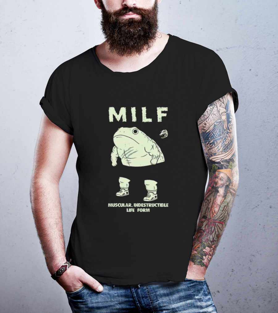 MILF Muscular Indestructible Life Form Frog With Sneakers T-Shirt