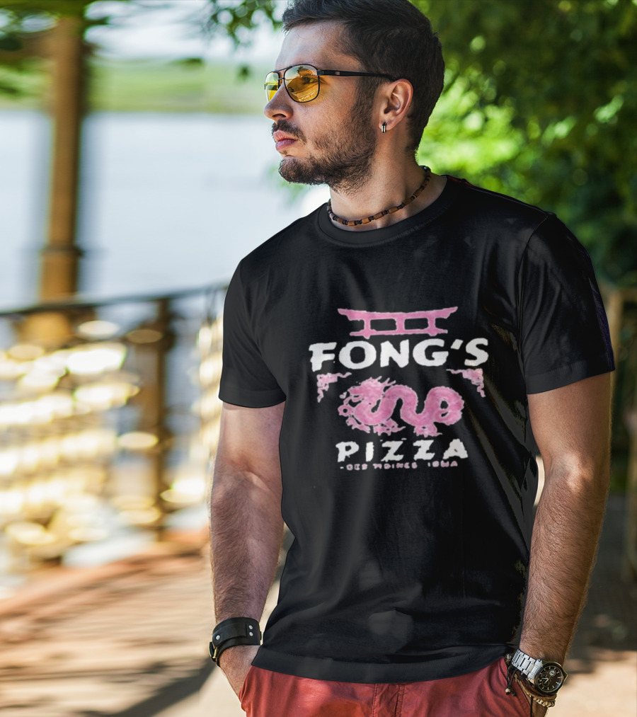 Fong's Pizza Des Moines Iowa Purple Dragon Shrine T-Shirt